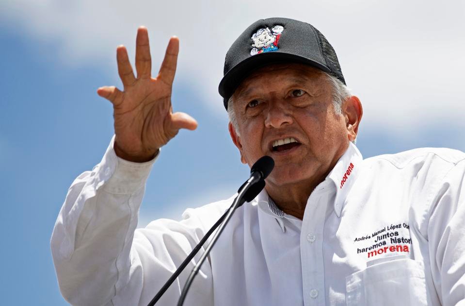 Andrés Manuel López Obrador speaking at a public event