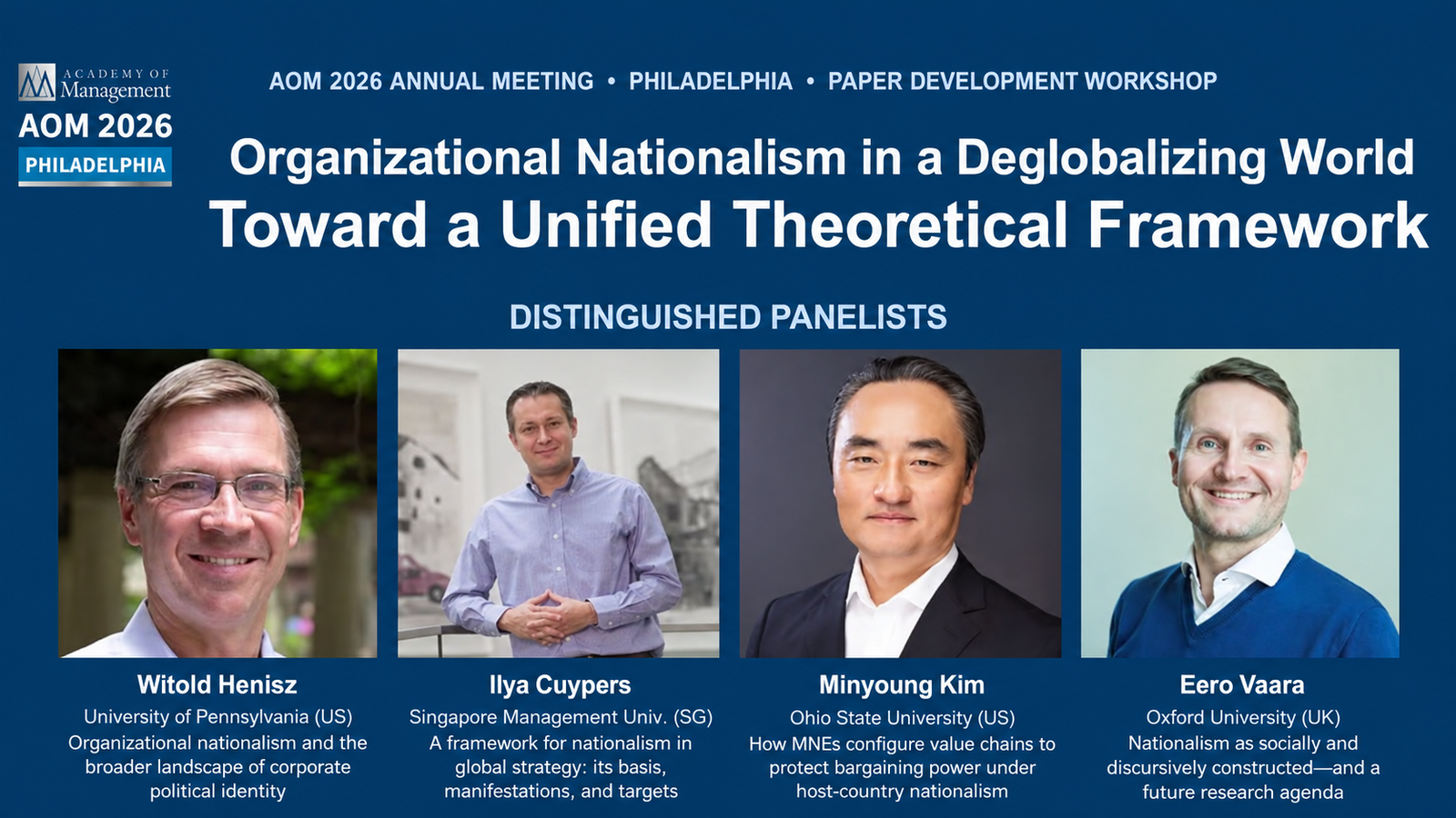 AOM 2026 workshop cover for Organizational Nationalism in a Deglobalizing World: Toward a Unified Theoretical Framework